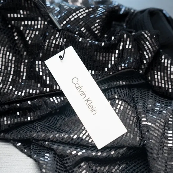 Calvin Klein. Sequined Cowl-Back Sheath Dress.