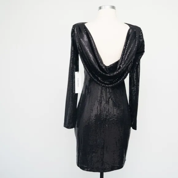 Calvin Klein. Sequined Cowl-Back Sheath Dress.