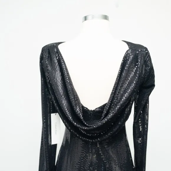 Calvin Klein. Sequined Cowl-Back Sheath Dress.
