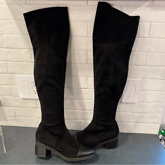 Camel Century Legend sz 250 US 8.5 black leather tall OTK boots