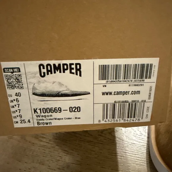 Camper Men's 40 (US 7)Smith BROWN Leather Suede Casual Comfort Shoes