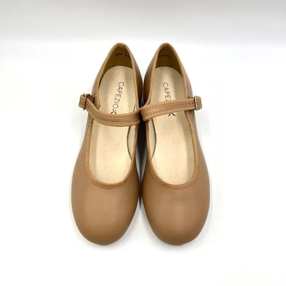 Capezio Womens 3800 Mary Jane Caramel Tan Buckled Dance Tap Shoes Size 6M