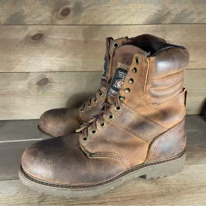 carolina mens size 9 shoes brown leather steel toe insulated logging work boots