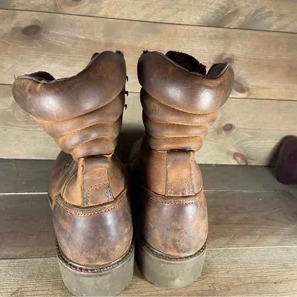 carolina mens size 9 shoes brown leather steel toe insulated logging work boots