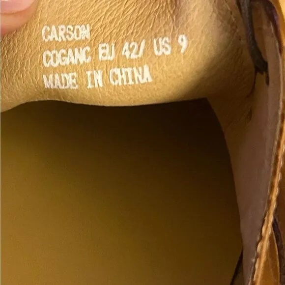 Carrucci Mens Carson Cognac Brown Leather Cap Toe Oxford Dress Shoes Size 9