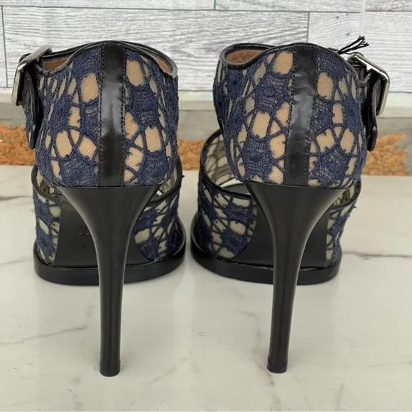 Carven Mesh and Lace open toe heels size 37/7