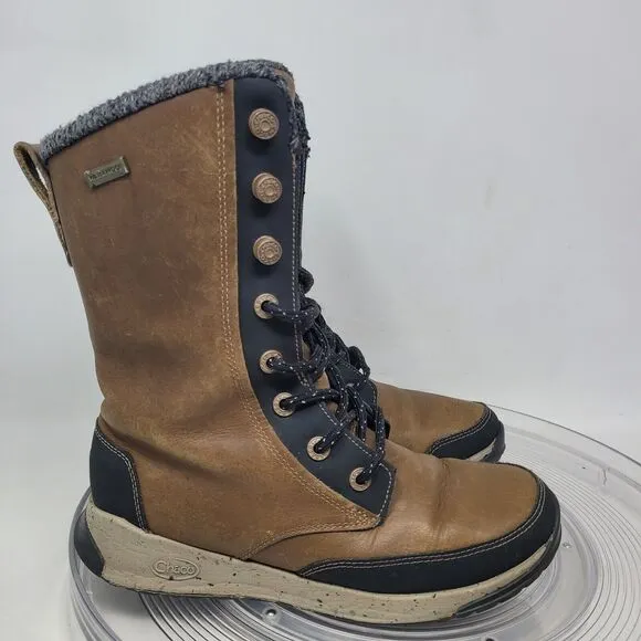 Chaco Borealis Tall Waterproof Boots Womens Sz 6.5 EU 37.5 Tan Mink Brown Shoes