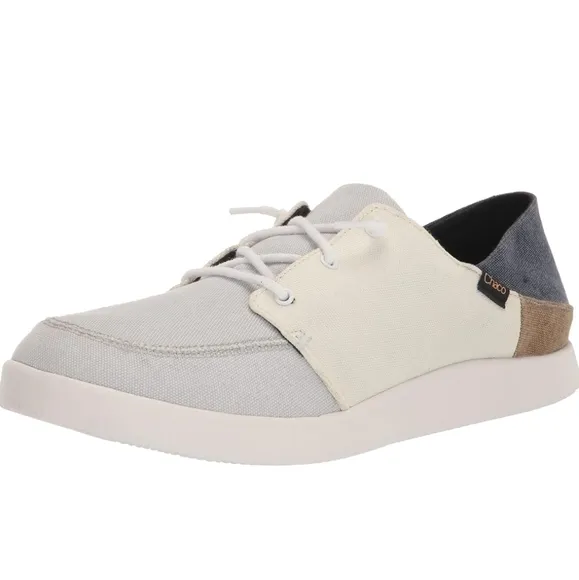 Chaco Chillos Loafer Sneakers Cream Blue Gray White Recycled Canvas Women's 8