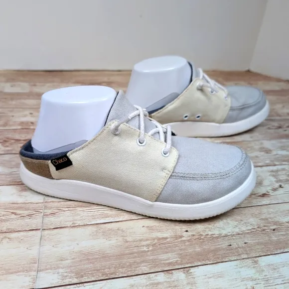 Chaco Chillos Loafer Sneakers Cream Blue Gray White Recycled Canvas Women's 8