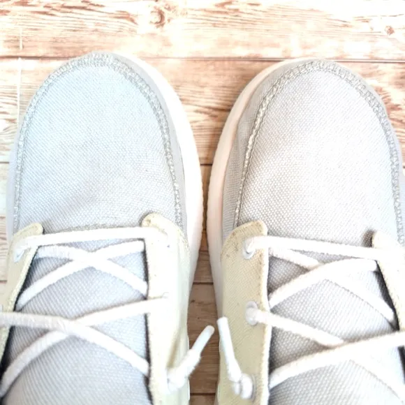 Chaco Chillos Loafer Sneakers Cream Blue Gray White Recycled Canvas Women's 8