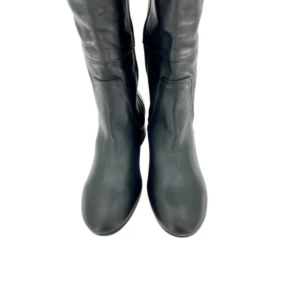 Charles David Boots Black Leather Over-The-Knee Studded Military SZ 6.5 NEW