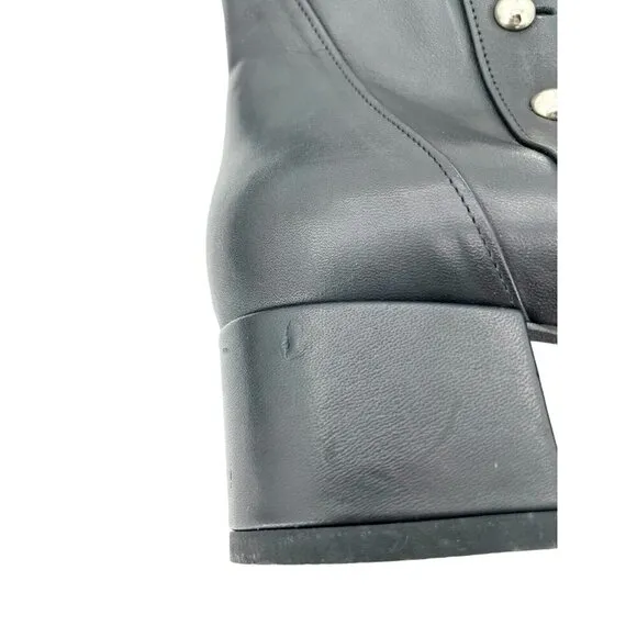 Charles David Boots Black Leather Over-The-Knee Studded Military SZ 6.5 NEW
