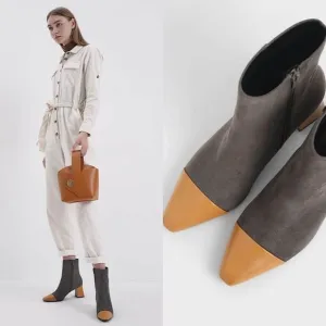 CHARLES &amp; KEITH TWO TONED TEXTURED BOOTS