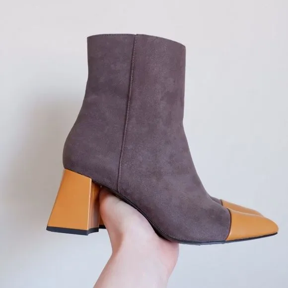 CHARLES &amp; KEITH TWO TONED TEXTURED BOOTS