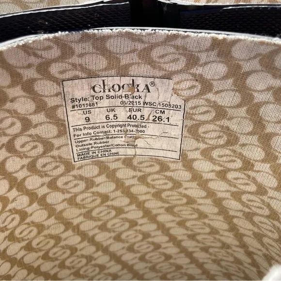 Chooka Women’s Tall Black Rain Rubber Boots Size 9