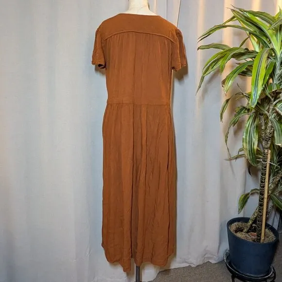 Christy Dawn the Dawn Dress Midi Rust Gauze Orange Brown Medium