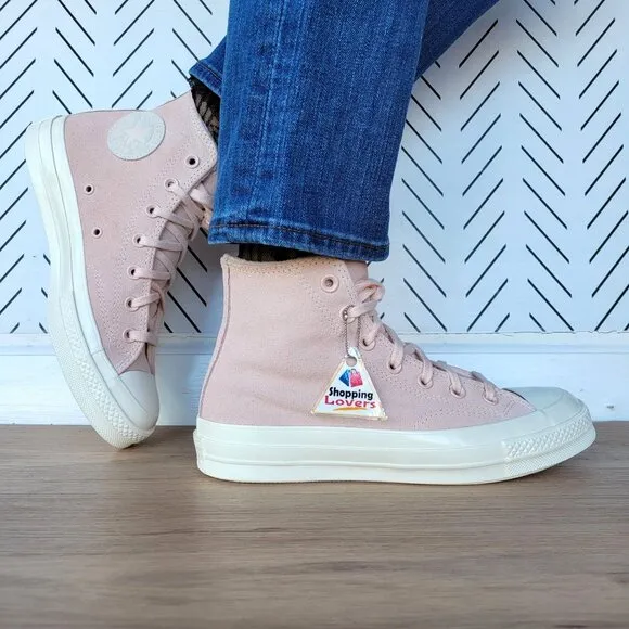 ⭐Chuck 70 High Top Suede Pebble Pink Peach Sneakers Size 8 Womens Shoes A07901C