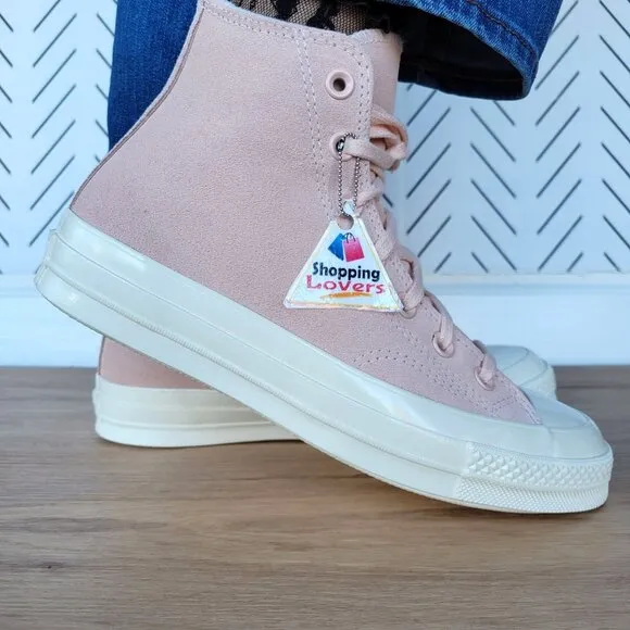 ⭐Chuck 70 High Top Suede Pebble Pink Peach Sneakers Size 8 Womens Shoes A07901C
