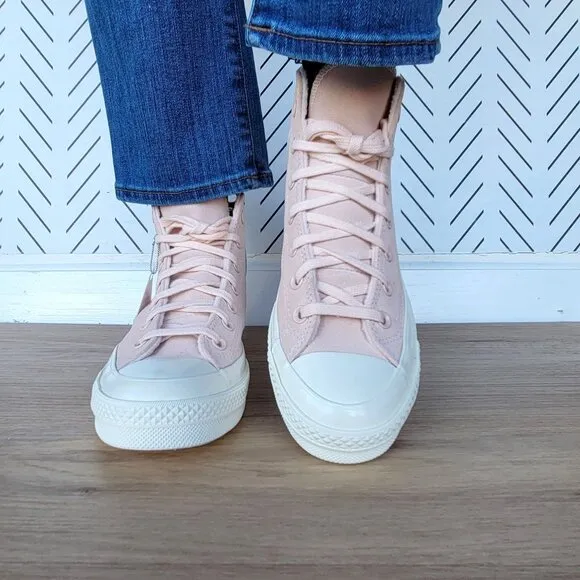 ⭐Chuck 70 High Top Suede Pebble Pink Peach Sneakers Size 8 Womens Shoes A07901C