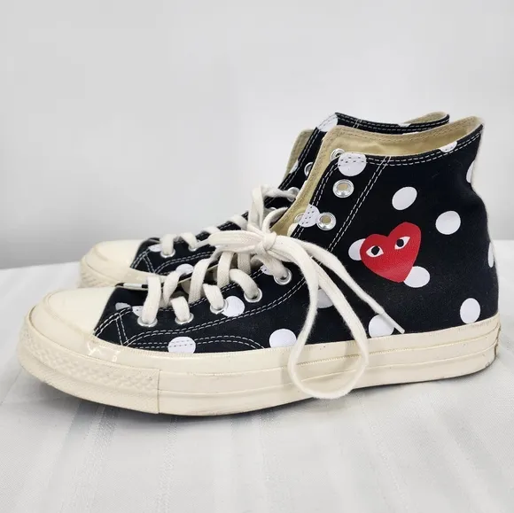 CHUCK TAYLOR Converse Comme Des Garcon X Play Polka Dot High Top Sneakers 11