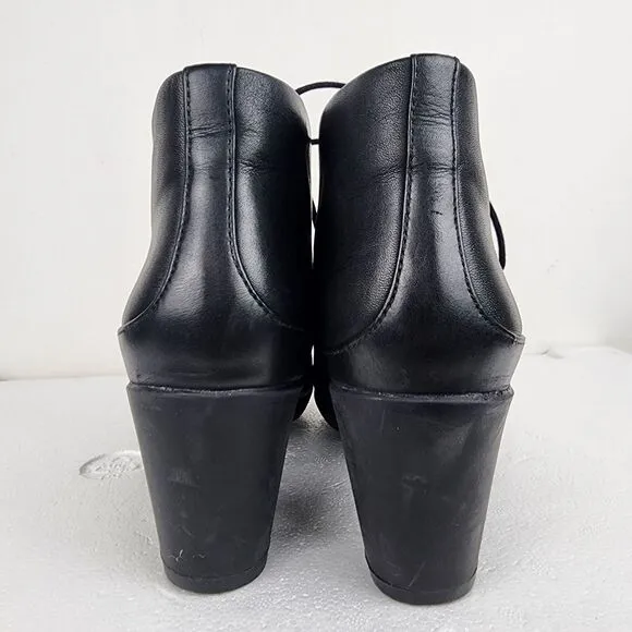 Clarks Artisan Lucette Drama Lace-up Bootie Black Leather Heels Shoes Size 9.5