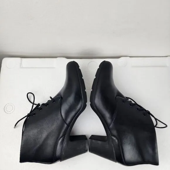 Clarks Artisan Lucette Drama Lace-up Bootie Black Leather Heels Shoes Size 9.5