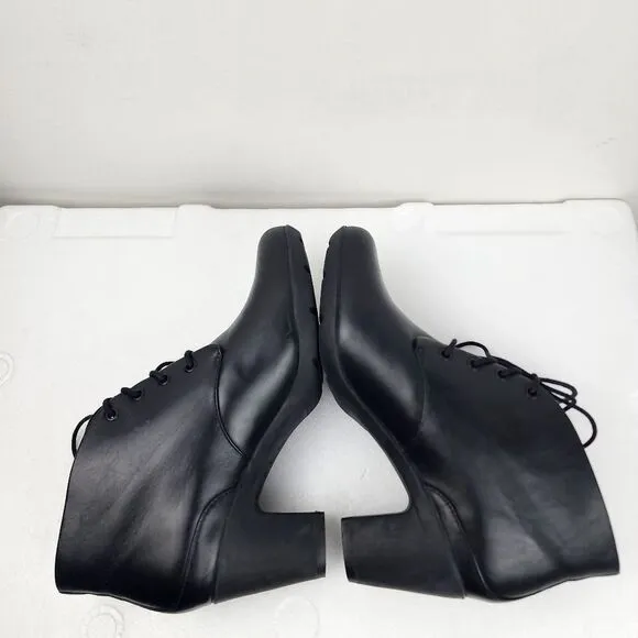 Clarks Artisan Lucette Drama Lace-up Bootie Black Leather Heels Shoes Size 9.5