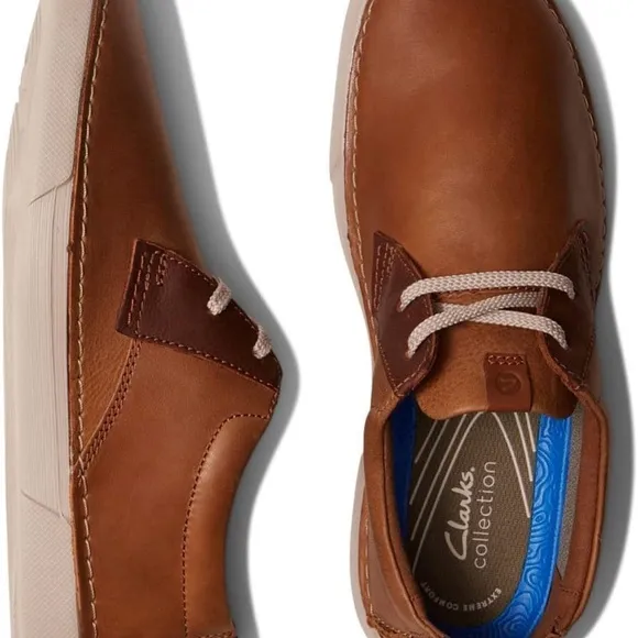 Clarks Brown Boat Shoes with Leather Upper and Low-Profile Design