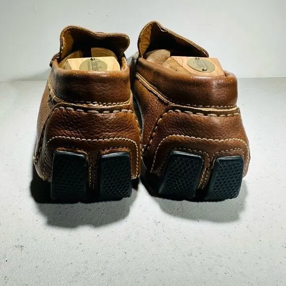 Clarks Mens Brown Leather Slip On Size 10.1/2 Loafer Mocs Driver Shoes