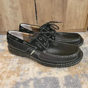 Clark's Mens Waterloo Leather Boat Shoes Black Size 13