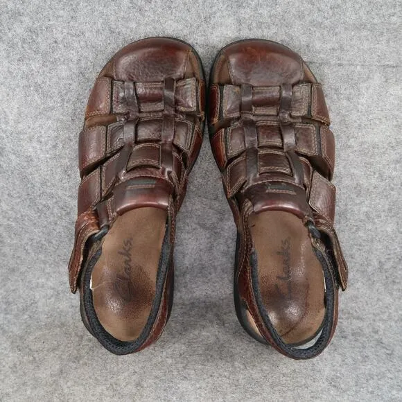 Clarks Shoes Mens 9 Fisherman Sandal Closed Toe Leather Adjustable Strap Comfort