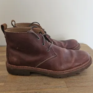 CLARKS Trace Flare Mens Distressed Brown Leather Lace Up Short Boots