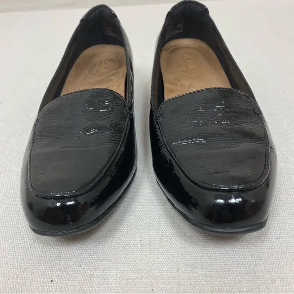 Clarks Women’s Slip On Black Leather Loafers