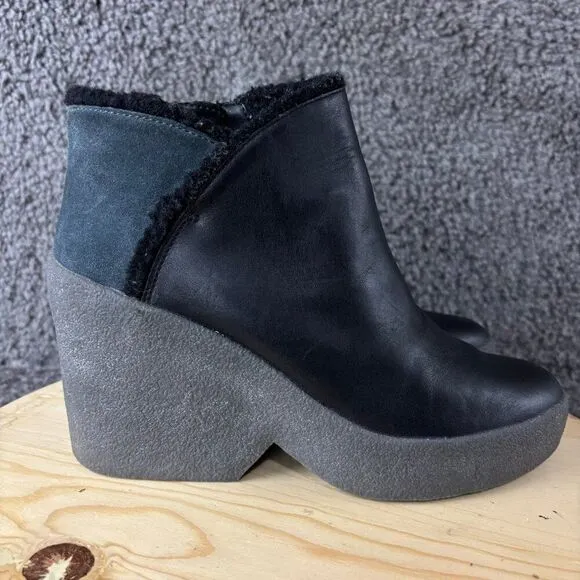 Clarks x Christopher Raeburn Wedge Heel Boots Womens 8.5 Leather Suede  Sherpa