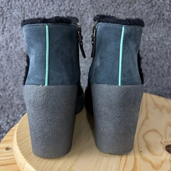 Clarks x Christopher Raeburn Wedge Heel Boots Womens 8.5 Leather Suede  Sherpa