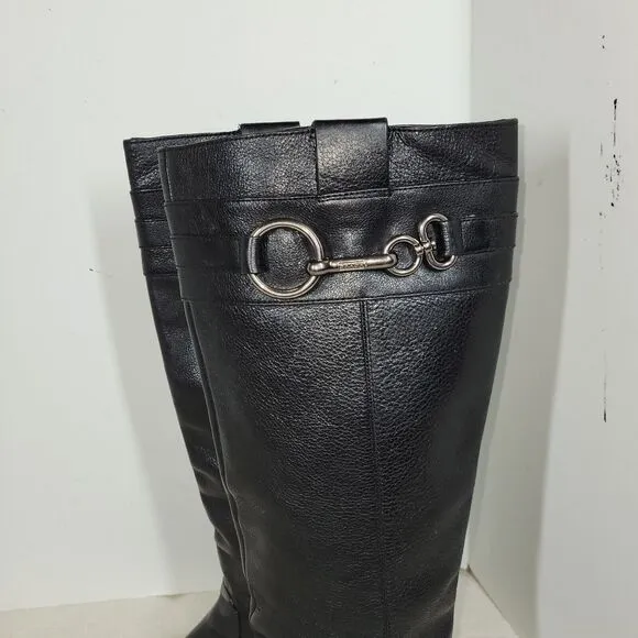 Coach Boots Womens Size 8B Black Equestrian Horse Tall Shoes Designer Audrie