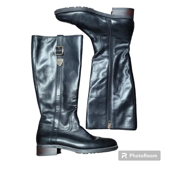 Coach Easton Black Leather Tall Boots size 9