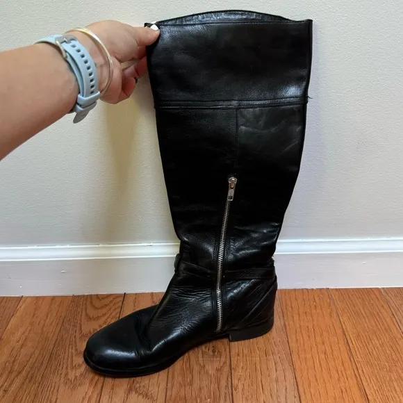Coach Micha Leather Tall Boots Black Size 8.5