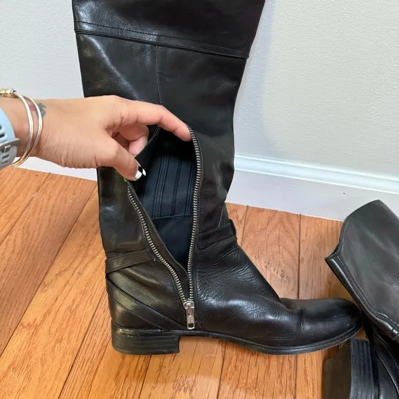 Coach Micha Leather Tall Boots Black Size 8.5