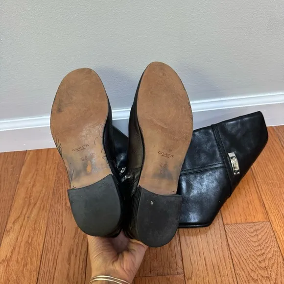 Coach Micha Leather Tall Boots Black Size 8.5