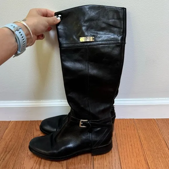 Coach Micha Leather Tall Boots Black Size 8.5