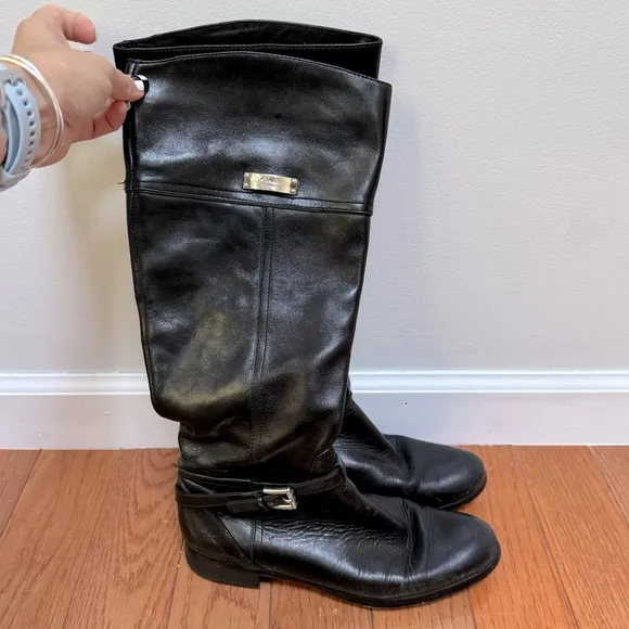 Coach Micha Leather Tall Boots Black Size 8.5
