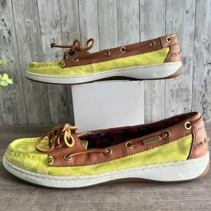 Coach Neon Monogrammed Boat Shoes Size 10