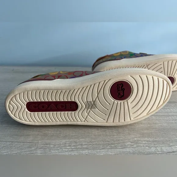 COACH Women's Lowline Low Top Sneaker In Rainbow Signature Canvas Size 11B