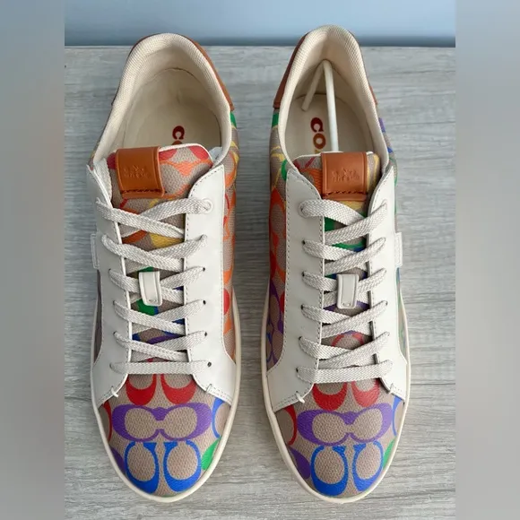 COACH Women's Lowline Low Top Sneaker In Rainbow Signature Canvas Size 11B
