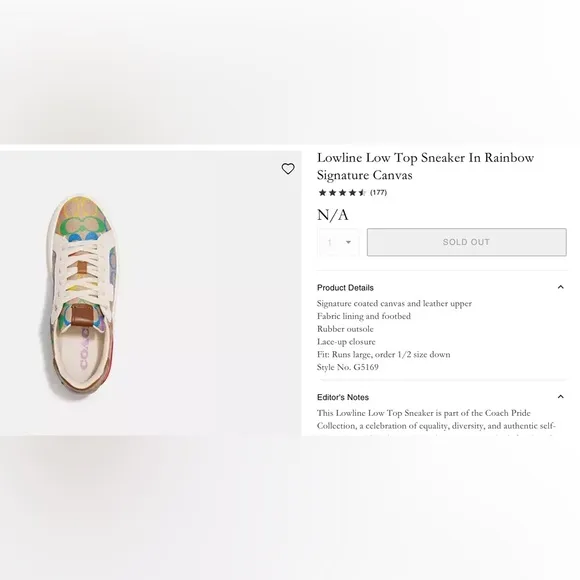 COACH Women's Lowline Low Top Sneaker In Rainbow Signature Canvas Size 11B