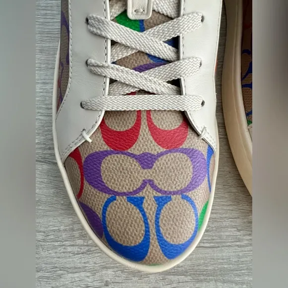 COACH Women's Lowline Low Top Sneaker In Rainbow Signature Canvas Size 11B