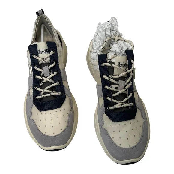 Coach Women's Sneaker Cream Crystal Runner Chalk Shoes Lace-Up Size 8.5 NIB