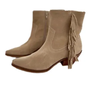 Coconuts Matisse Jane D Beige Tan Suede Leather Size 8 Western Boots Fringe