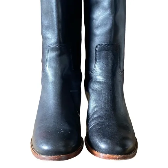 Cole Haan Black Leather Wesley Tall Zip Up Boots 6.5